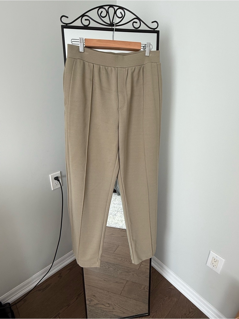 COS Olive-Beige Elastic Waist Trousers